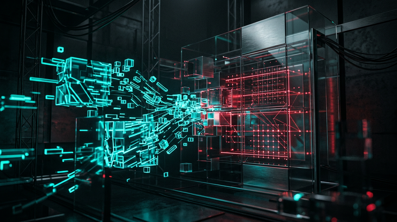 Abstract visualization of split vector data blocks and structured data arrays