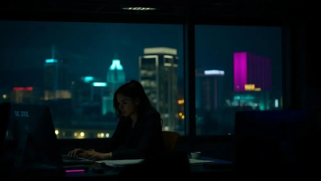 Sales professionals working late into the night